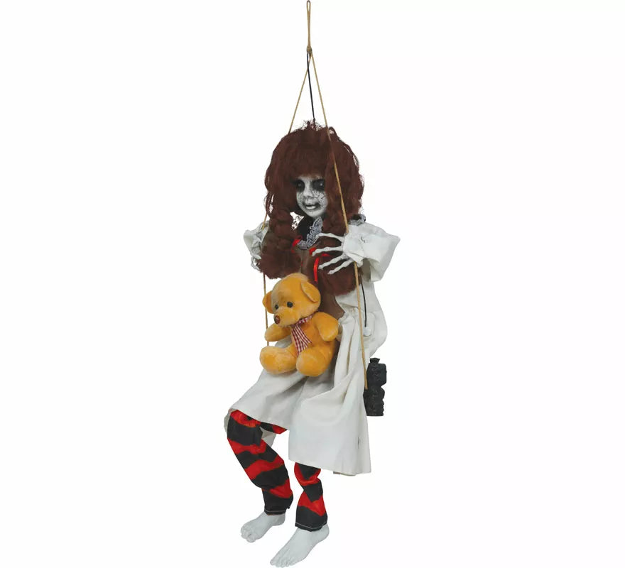 Colgante Niña en Columpio, Luz y Sonido, 90 cm