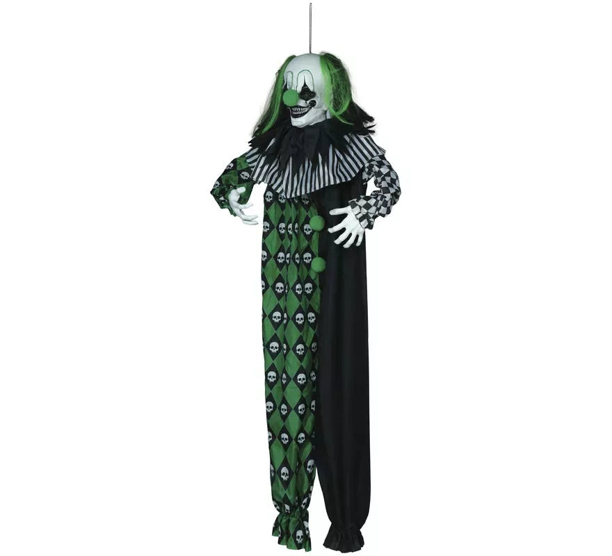 Colgante Payaso Verde con Luz, Sonido y Movimiento 165 cm