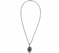Totenkopf-Halskette, rote Augen, Metall, 5,5 cm