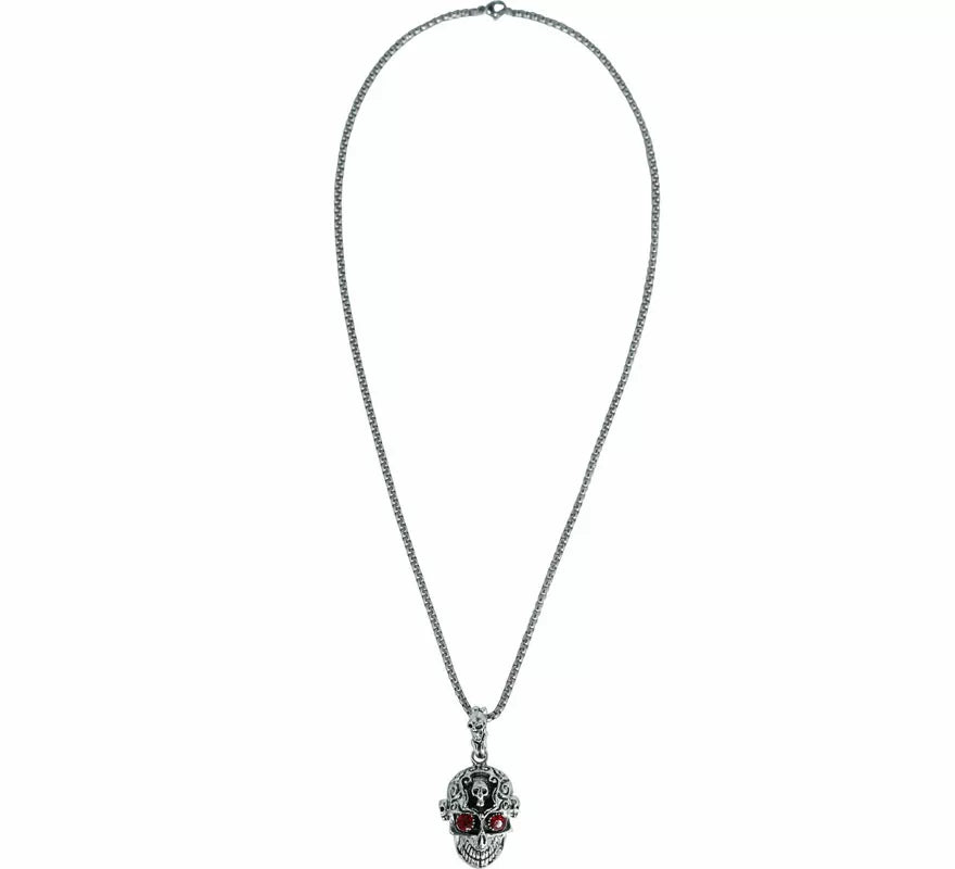 Translation missing: de.Collar Cabeza Calavera Ojos rojos Metal, 5,5 cm
