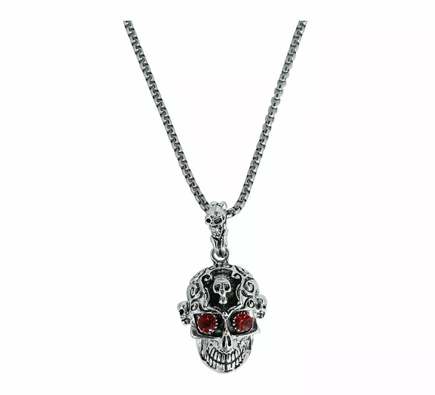 Translation missing: de.Collar Cabeza Calavera Ojos rojos Metal, 5,5 cm