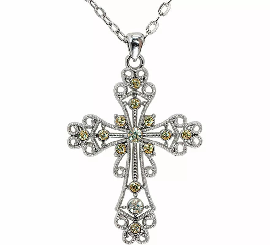 Collar con Colgante de Cruz con Strass
