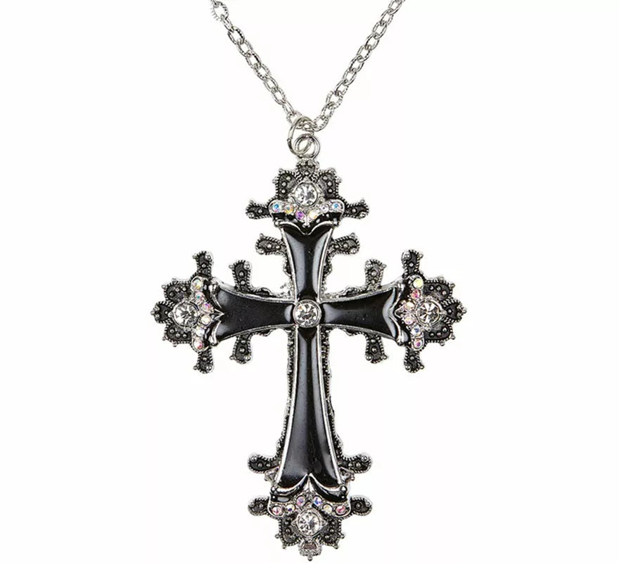 Translation missing: de.Collar con Colgante de Cruz negra con Strass