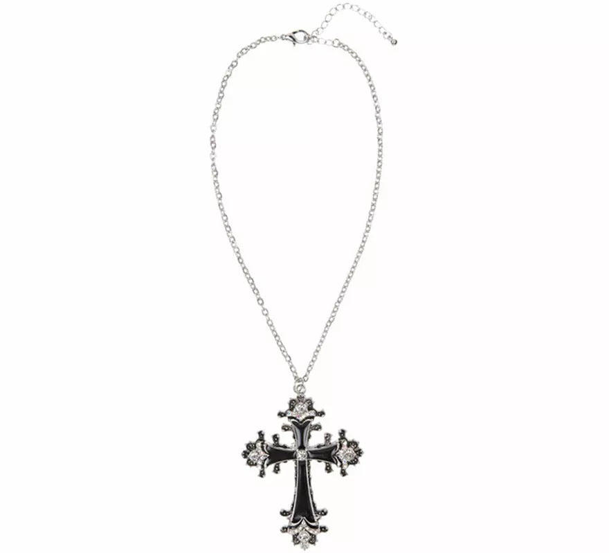 Translation missing: de.Collar con Colgante de Cruz negra con Strass