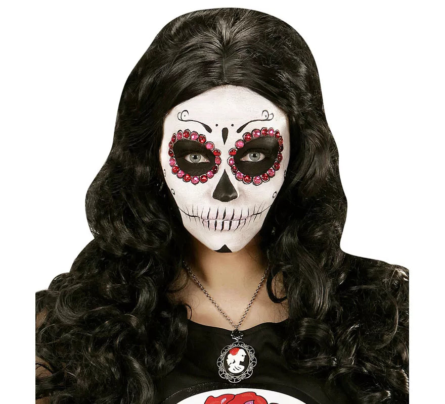 Collar con Medallón de Calavera y Rosa Negra