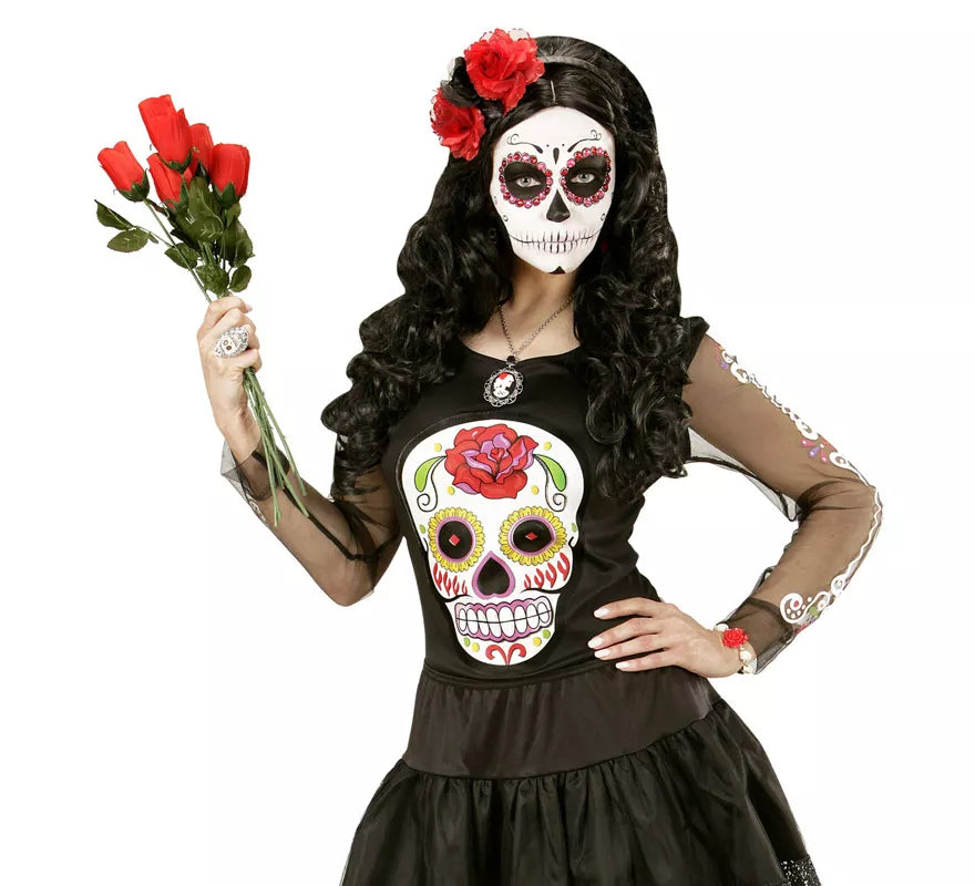 Translation missing: de.Collar con Medallón de Calavera y Rosa Negra