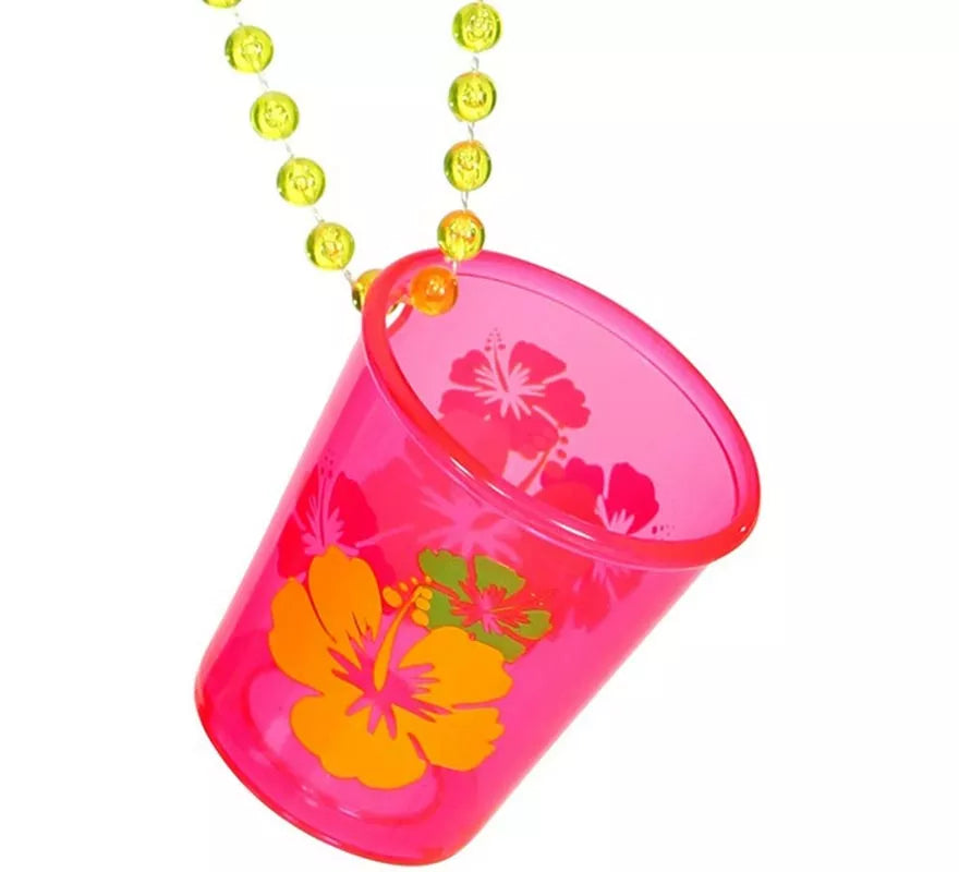 Translation missing: de.Collar con Vaso de Chupito Shot rosa neón y flores