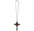 Collar Cruz Gótica con Gemas rojas