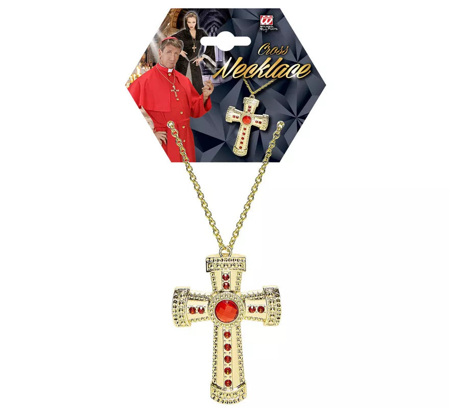Translation missing: de.Collar de Cruz Dorada con Bisutería incrustada