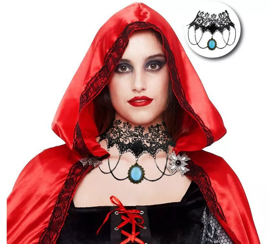 Translation missing: de.Collar Gótico Encaje piedra roja