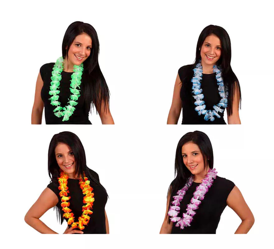 Translation missing: de.Collar Hawaiano flores de tela bicolor 4 surtidos