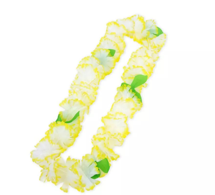 Translation missing: de.Collar Hawaii amarillo y blanco de 55 cm