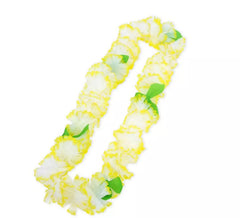 Gelb-weiße Hawaii -Halskette, 55 cm
