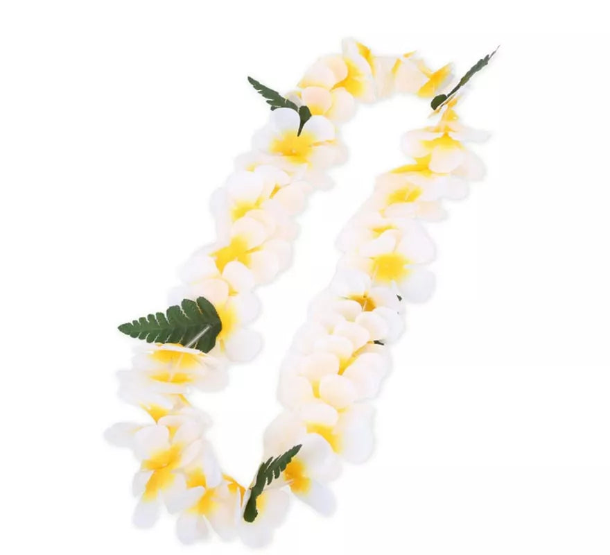 Translation missing: de.Collar Hawaii amarillo y blanco de 55 cm