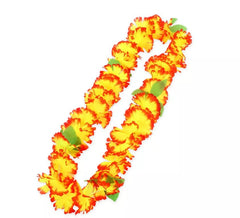 Gelbe und orangefarbene Hawaii- Halskette, 55 cm