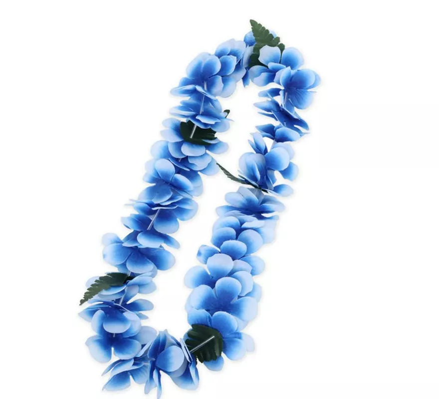 Translation missing: de.Collar Hawaii azul y blanco de 55 cm