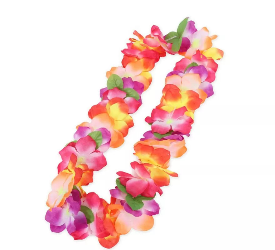 Translation missing: de.Collar Hawaii flores y hojas multicolor de 55 cm