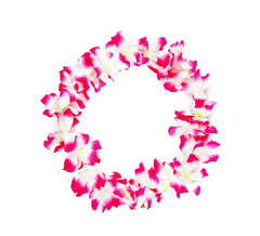 Mittelgroße Hawaii- Halskette in Fuchsia und Weiß, 46 cm lang