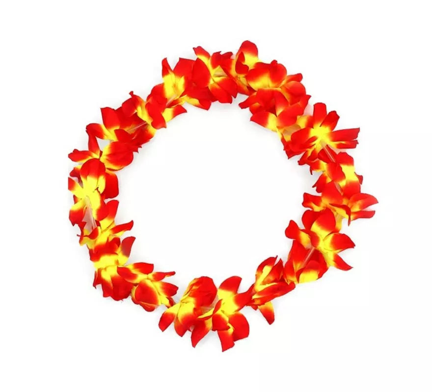 Translation missing: de.Collar Hawaii mediano rojo y amarillo de 46 cm