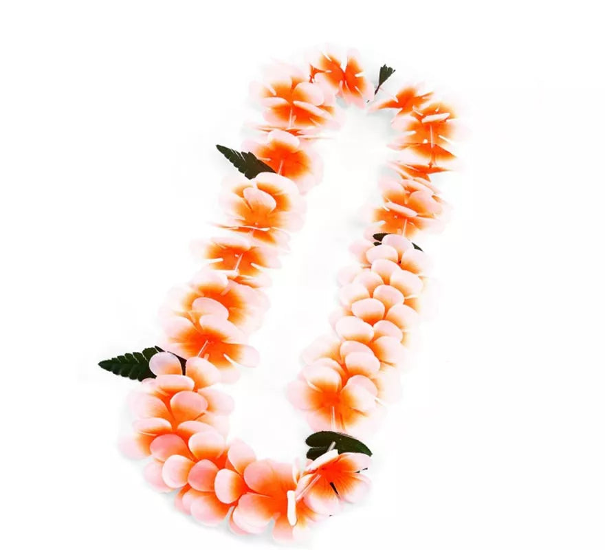Translation missing: de.Collar Hawaii naranja y blanco de 55 cm