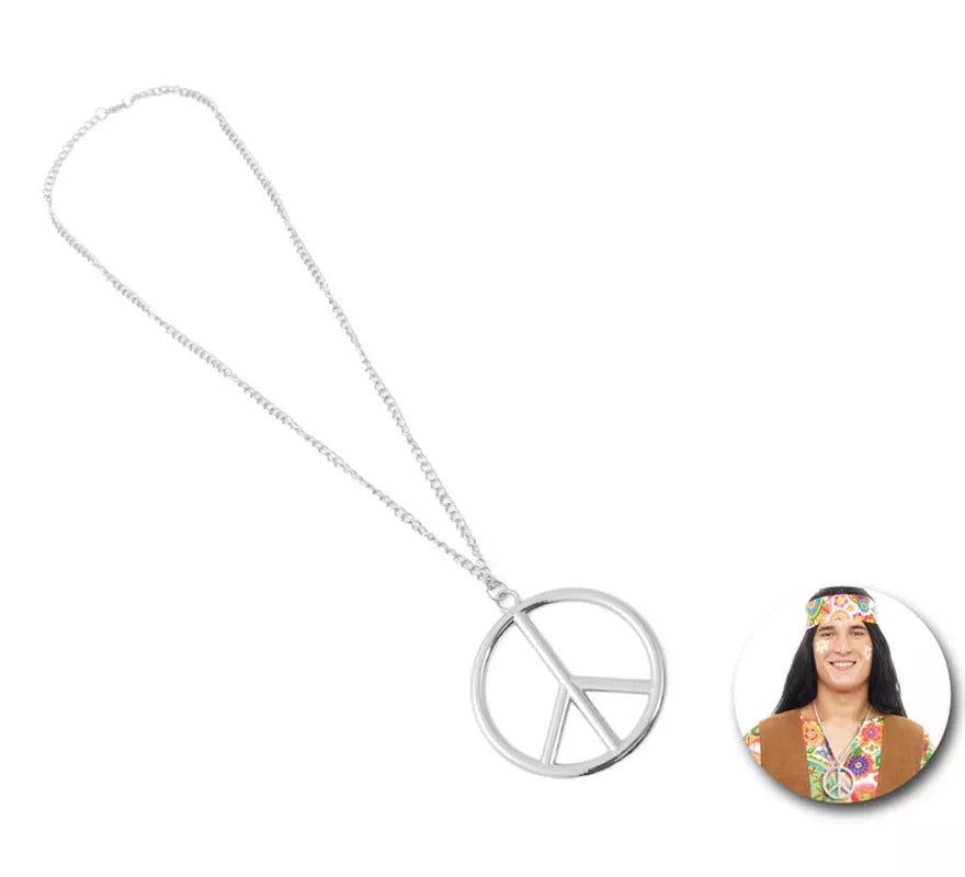 Translation missing: de.Collar Hippie símbolo de la paz plateado