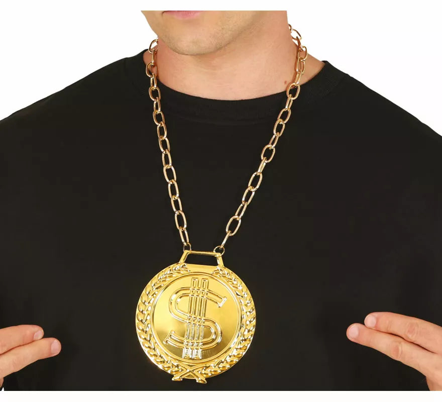 Translation missing: de.Collar Medallón de Dollar metálico de 11 cm