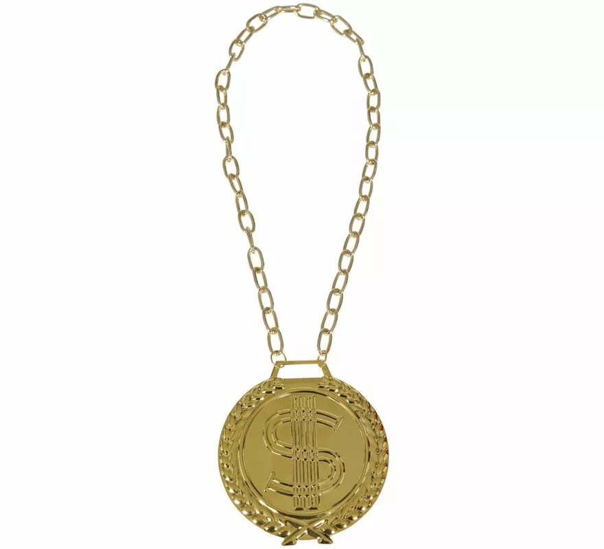 Translation missing: de.Collar Medallón de Dollar metálico de 11 cm