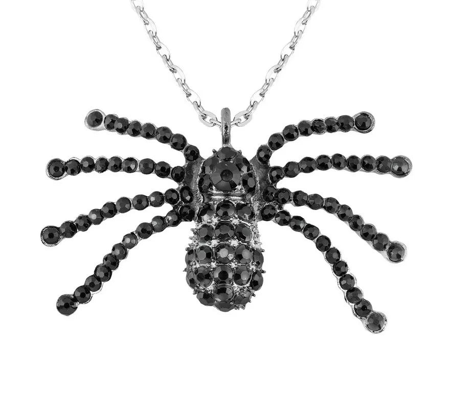 Collar Negro de Araña con Pedrería