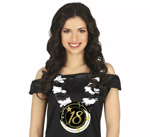 Collar Negro y Blanco de 18 Años Cumpleaños y Aniversarios