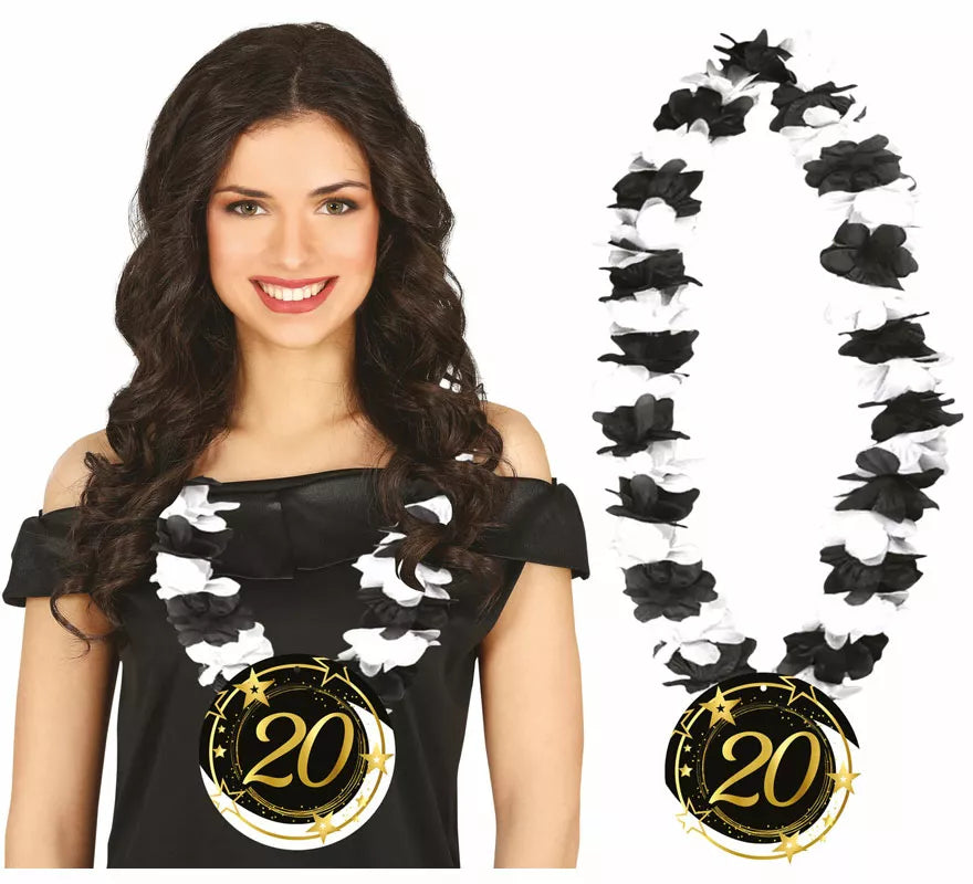 Translation missing: de.Collar Negro y Blanco de 20 Años Cumpleaños y Aniversarios