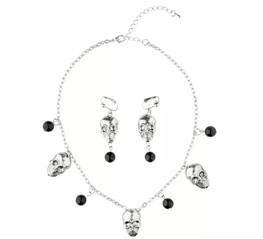 Translation missing: de.Collar y Pendientes Calaveras de Plata