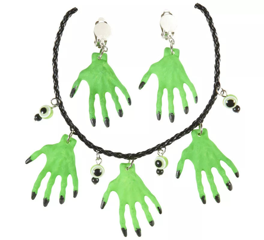 Translation missing: de.Collar y Pendientes Halloween de Manos de Bruja