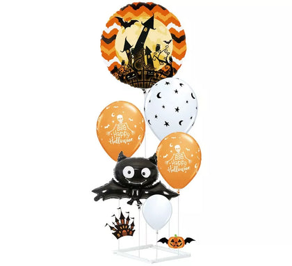 Columna Globos Blanco y naranja 9 Piezas