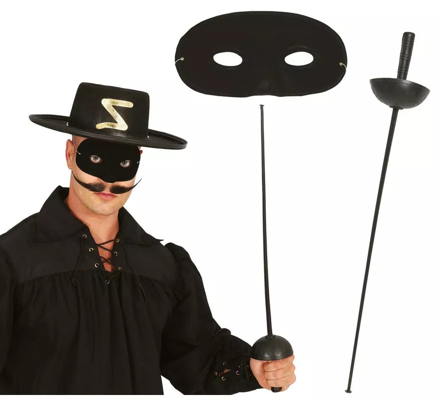 Translation missing: de.Conjunto antifaz y florete 63 cm. de heroe enmascarado