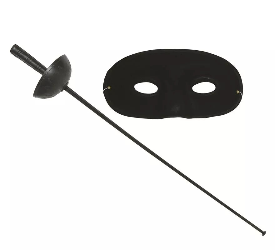 Translation missing: de.Conjunto antifaz y florete 63 cm. de heroe enmascarado