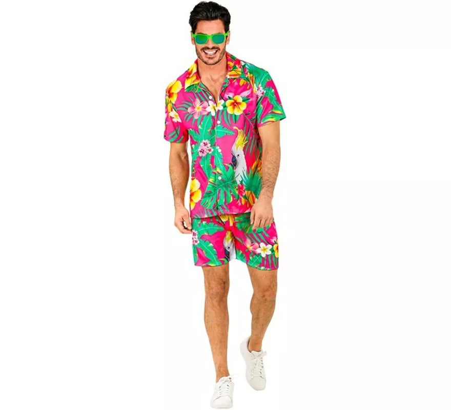 Translation missing: es.Conjunto de Verano con Estampado Cacatúa: Camisa y Shorts para hombre