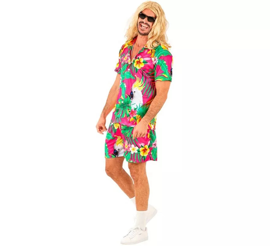Translation missing: de.Conjunto de Verano con Estampado Cacatúa: Camisa y Shorts para hombre