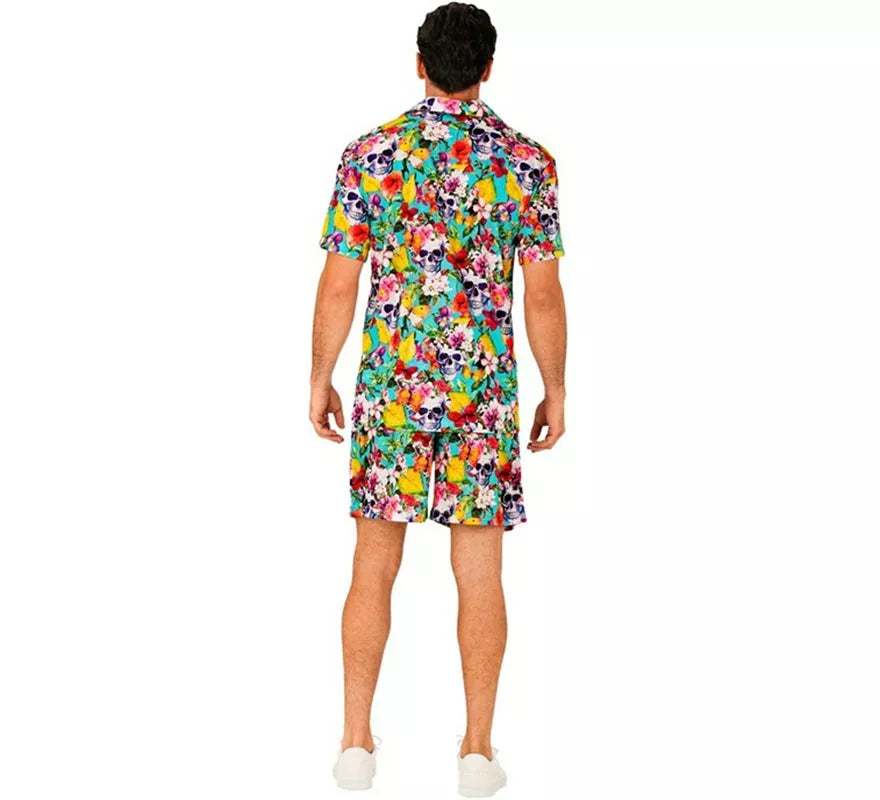 Conjunto de Verano con Estampado de Calaveras: Camisa y Shorts para hombre