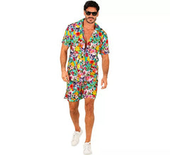 Sommer-Set mit Totenkopf-Print: Herrenhemd und Shorts