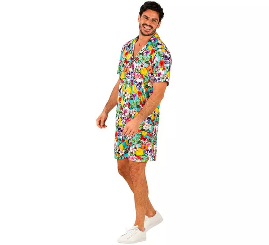 Translation missing: de.Conjunto de Verano con Estampado de Calaveras: Camisa y Shorts para hombre