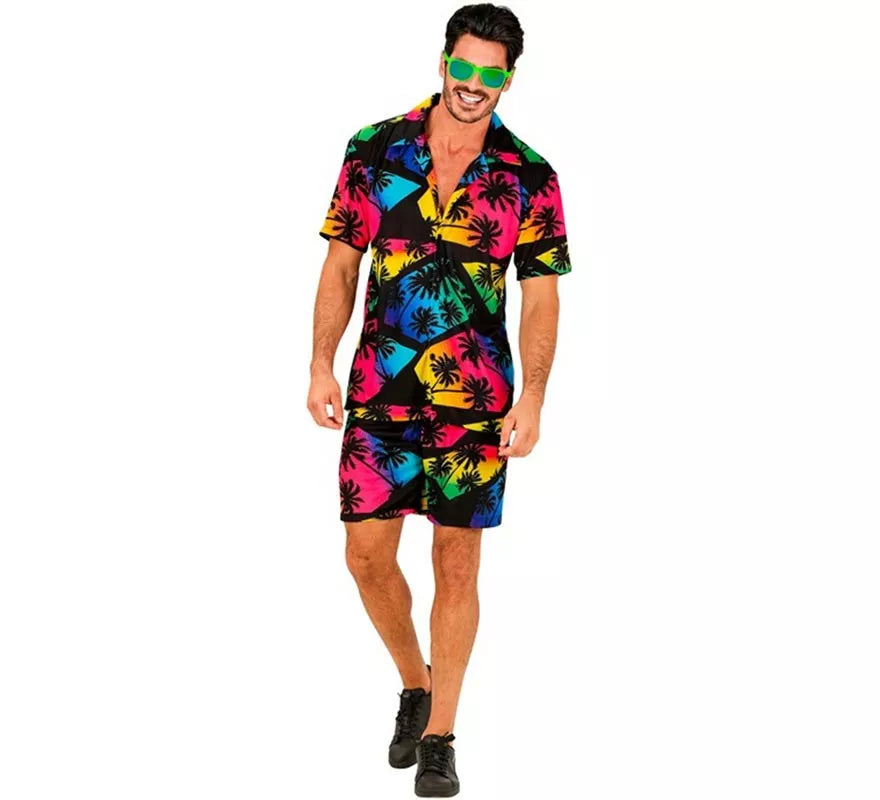 Translation missing: de.Conjunto de Verano con Estampado de Palmeras: Camisa y Shorts para hombre