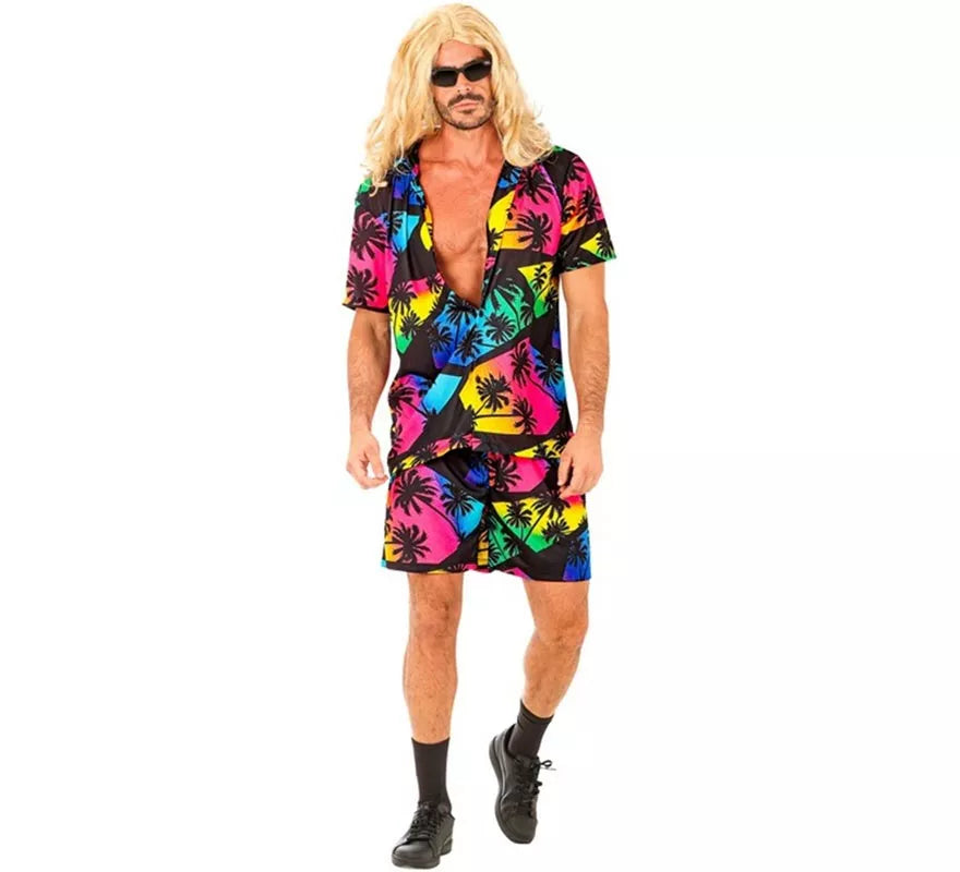 Conjunto de Verano con Estampado de Palmeras: Camisa y Shorts para hombre