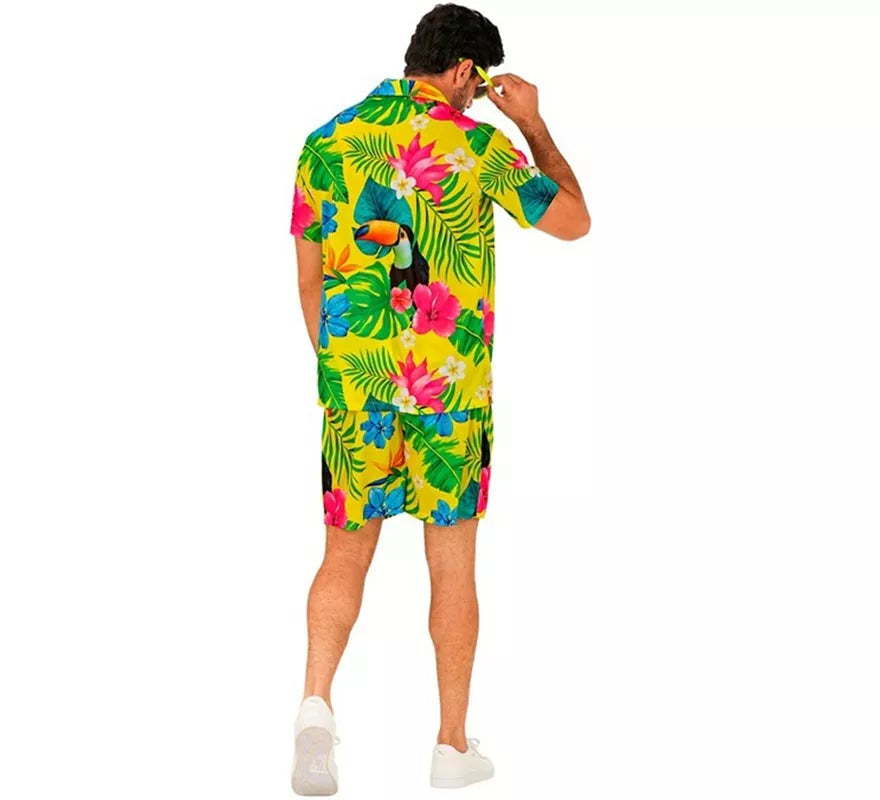 Conjunto de Verano con Estampado de Tucán: Camisa y Shorts para hombre