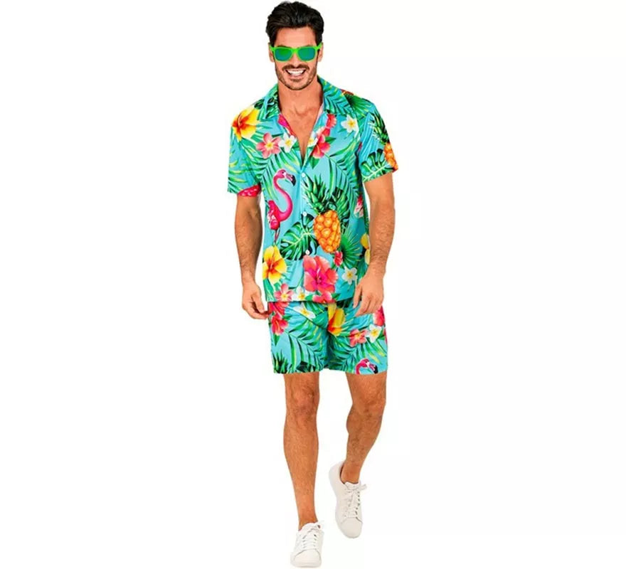 Translation missing: de.Conjunto de Verano con Estampado Tropical: Camisa y Shorts para hombre