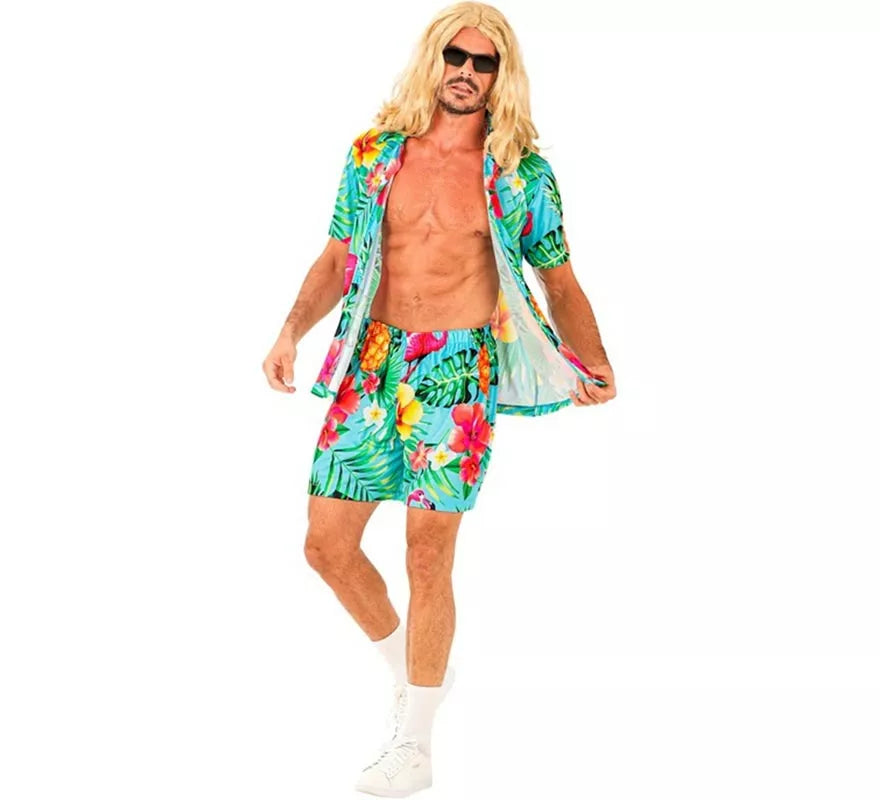 Conjunto de Verano con Estampado Tropical: Camisa y Shorts para hombre