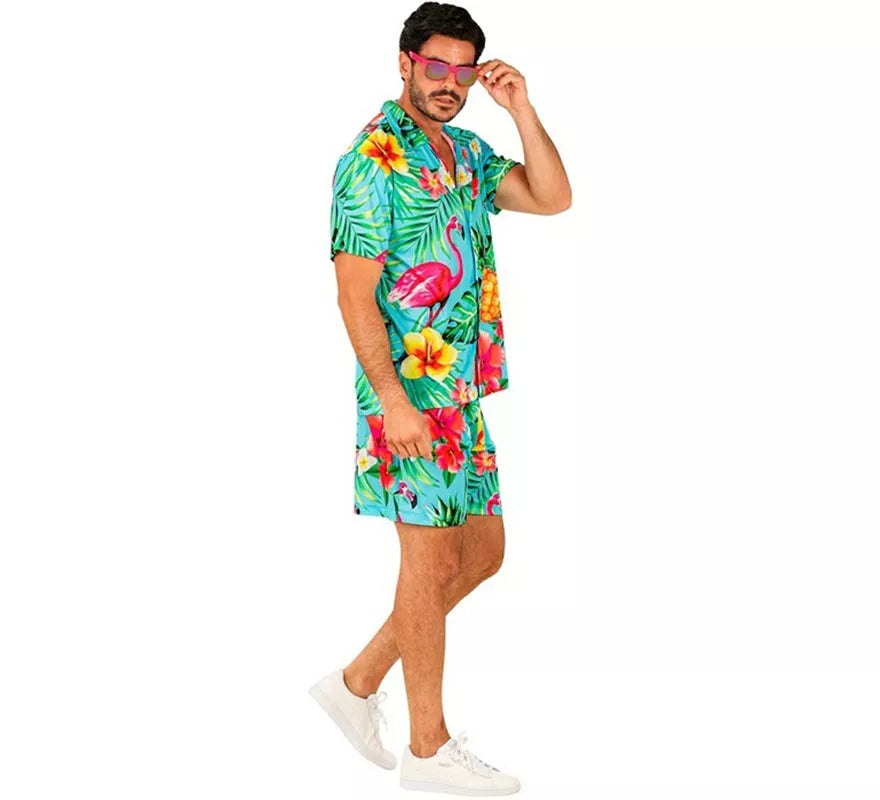 Conjunto de Verano con Estampado Tropical: Camisa y Shorts para hombre
