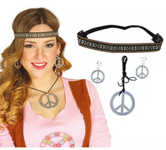 Hippiesatz Ohrringe, Halskette und Band
