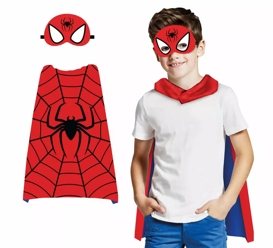 Translation missing: de.Conjunto Infantil Súper Araña: Antifaz y capa de 70 cms