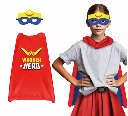 Conjunto Infantil Súper Heroína: Antifaz y capa de 70 cms