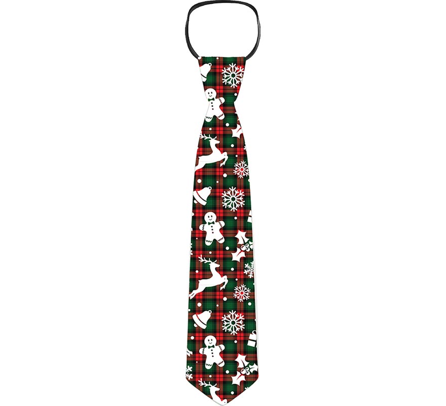 Translation missing: es.Corbata con figuras Navideñas verde y rojo a cuadros de 45 cm
